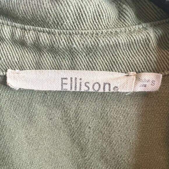 Ellison Green Frayed Hem Utility Snap Button Jacket Size Small - Picture 5 of 6